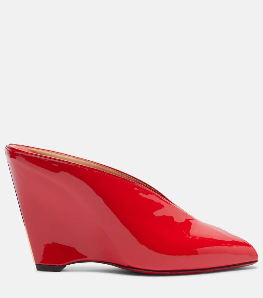 Ferragamo Alicia Patent-leather Wedge Mules In Red