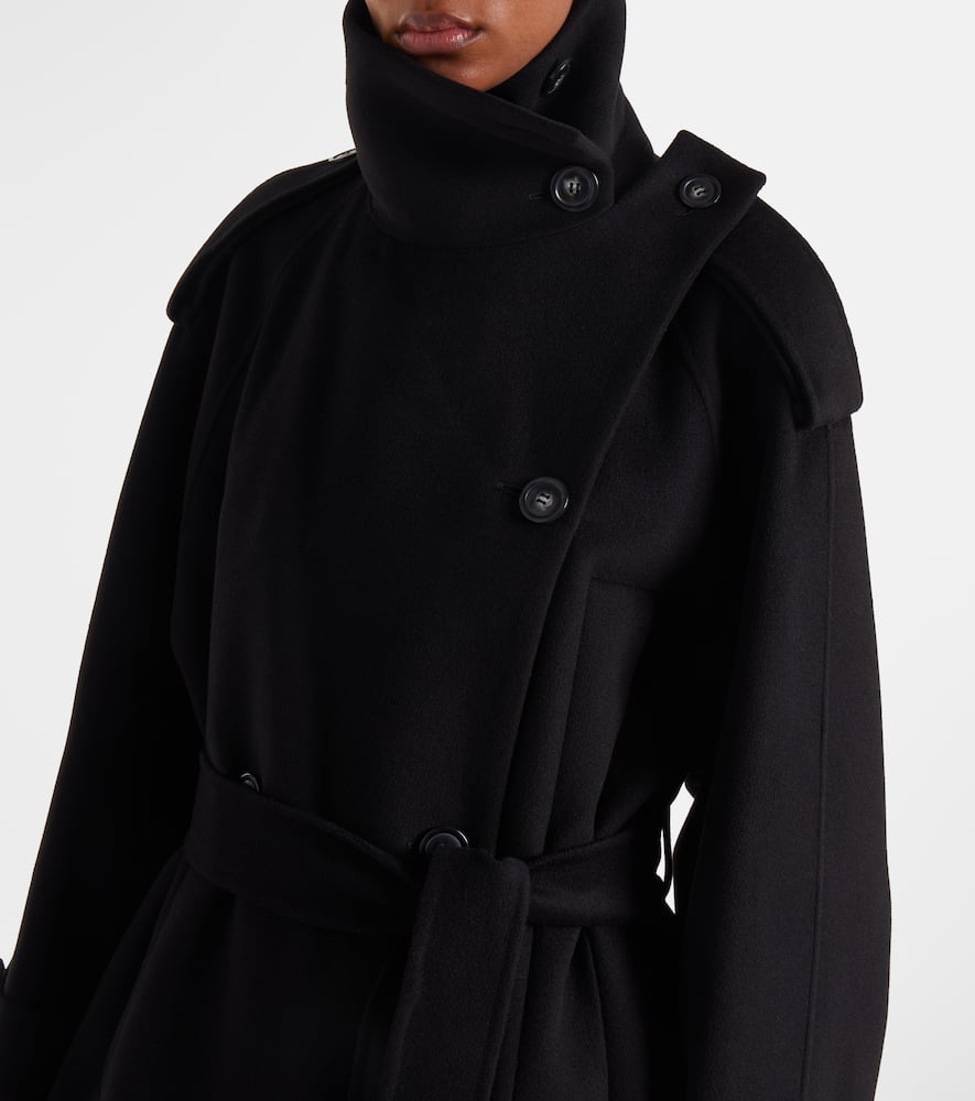 Sportmax Yole Virgin Wool Trench Coat In Black