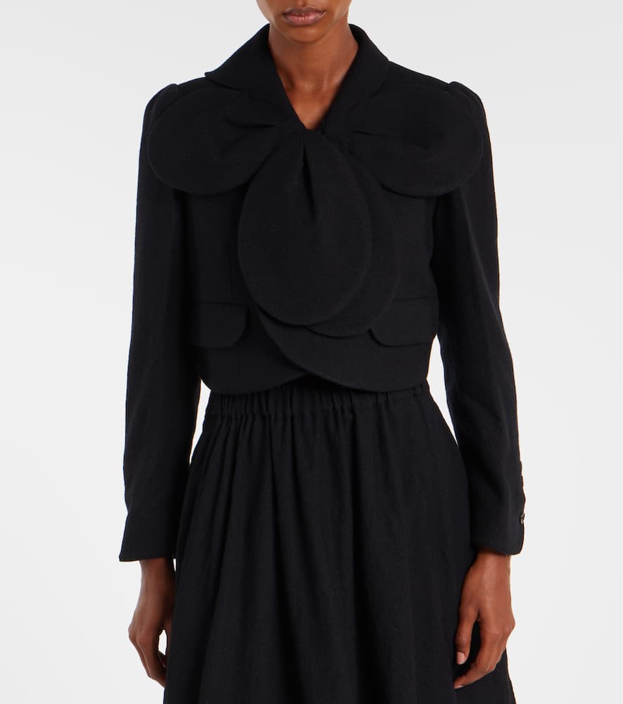 Noir Kei Ninomiya Cropped Petal Wool Jacket In Black