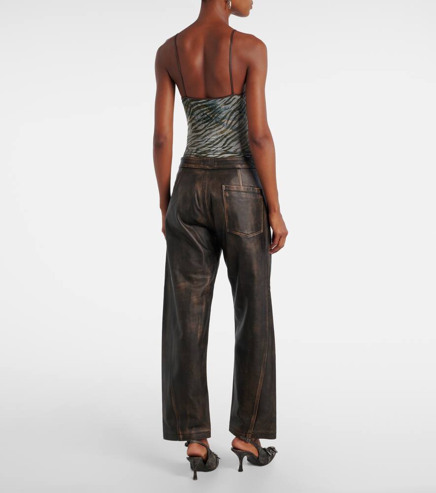 Jacques Wei High-rise Leather Wide-leg Pants In Brown