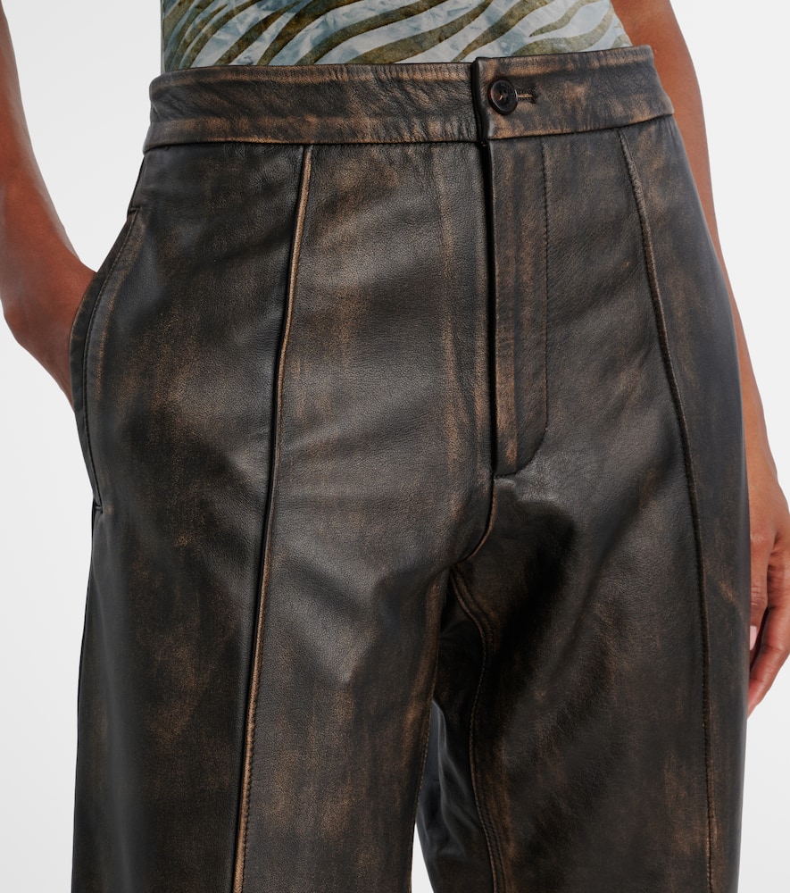 Jacques Wei High-rise Leather Wide-leg Pants In Brown