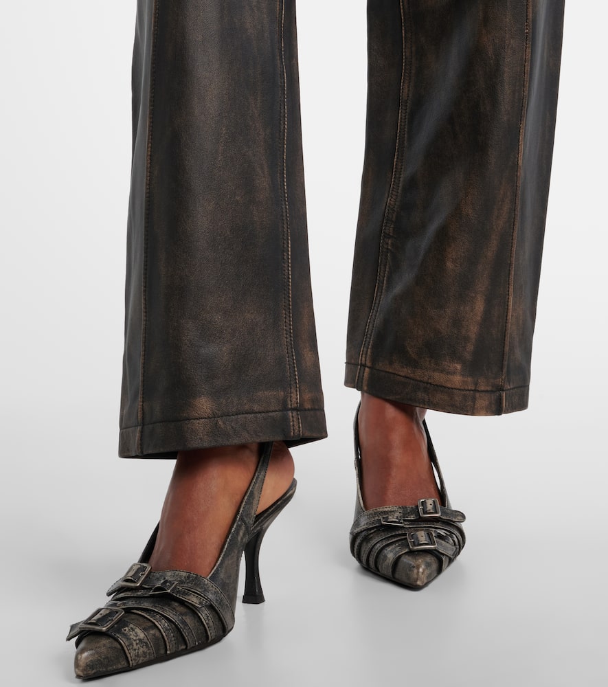 Jacques Wei High-rise Leather Wide-leg Pants In Brown