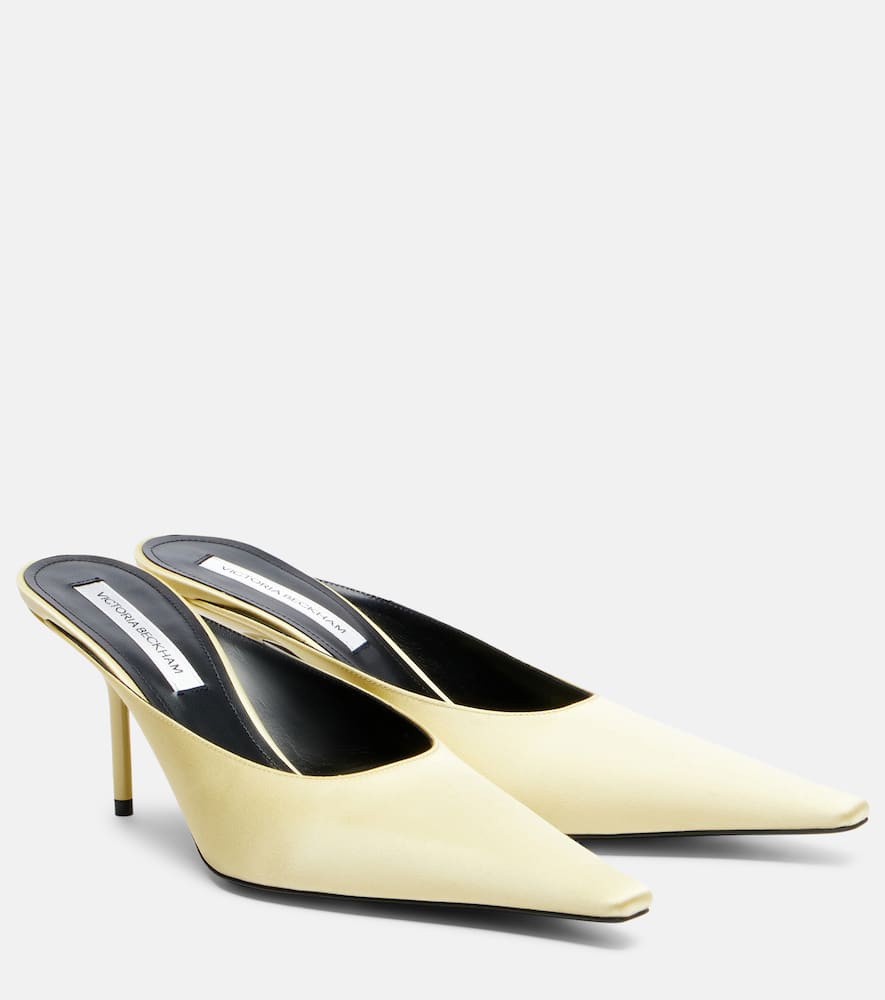 Victoria Beckham 75 Satin Mules In Yellow