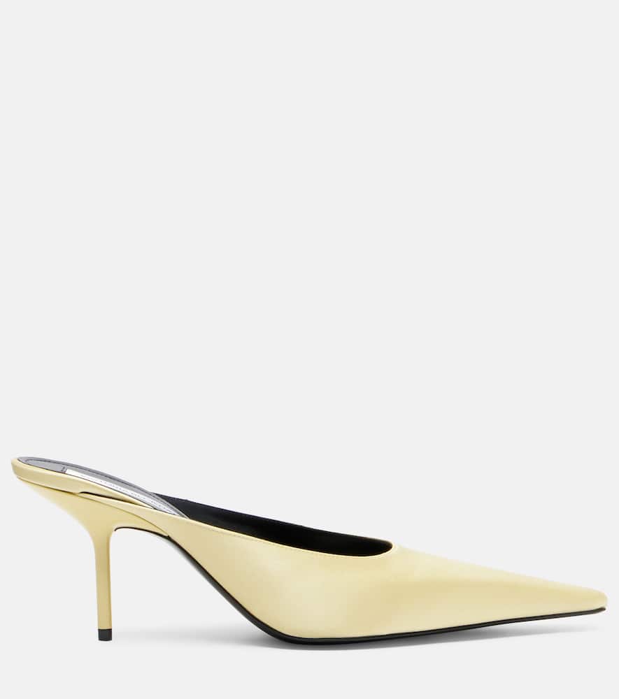 Victoria Beckham 75 Satin Mules In Yellow