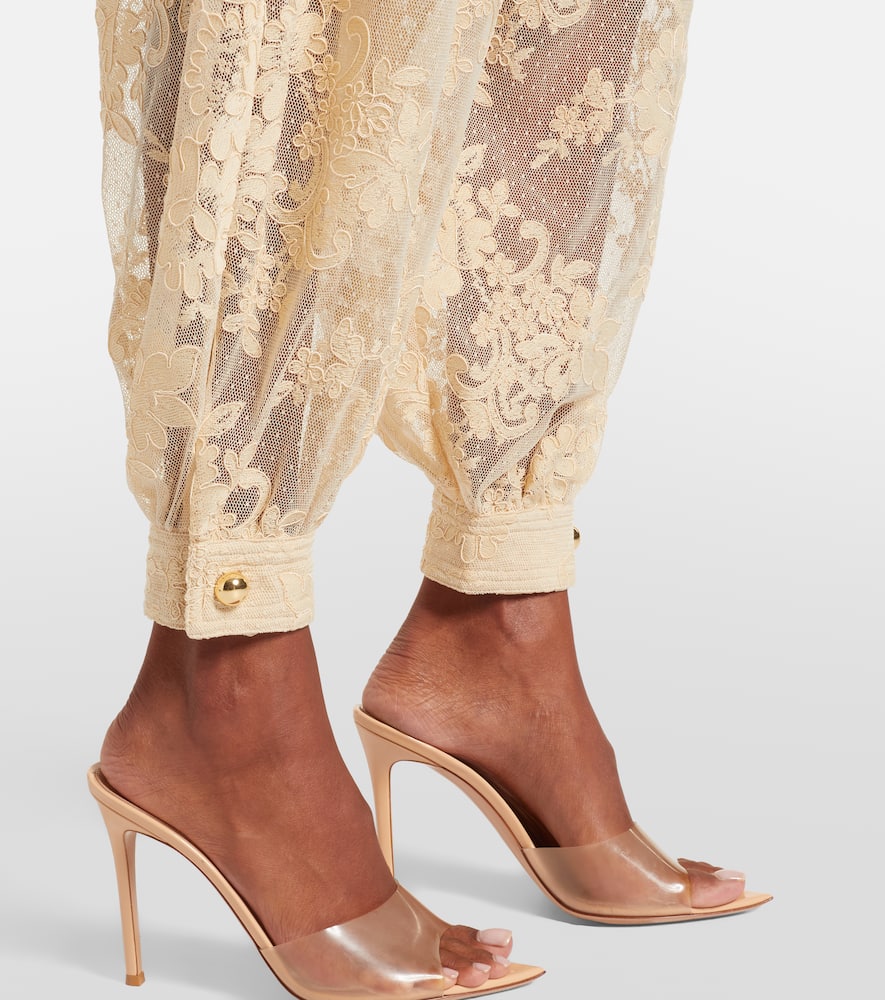 Zimmermann Hypnotic Layered Lace Barrel-leg Pants In Neutral