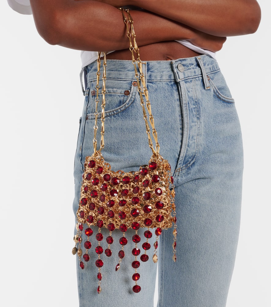 Rabanne 1969 Nano Embellished Shoulder Bag In Gold