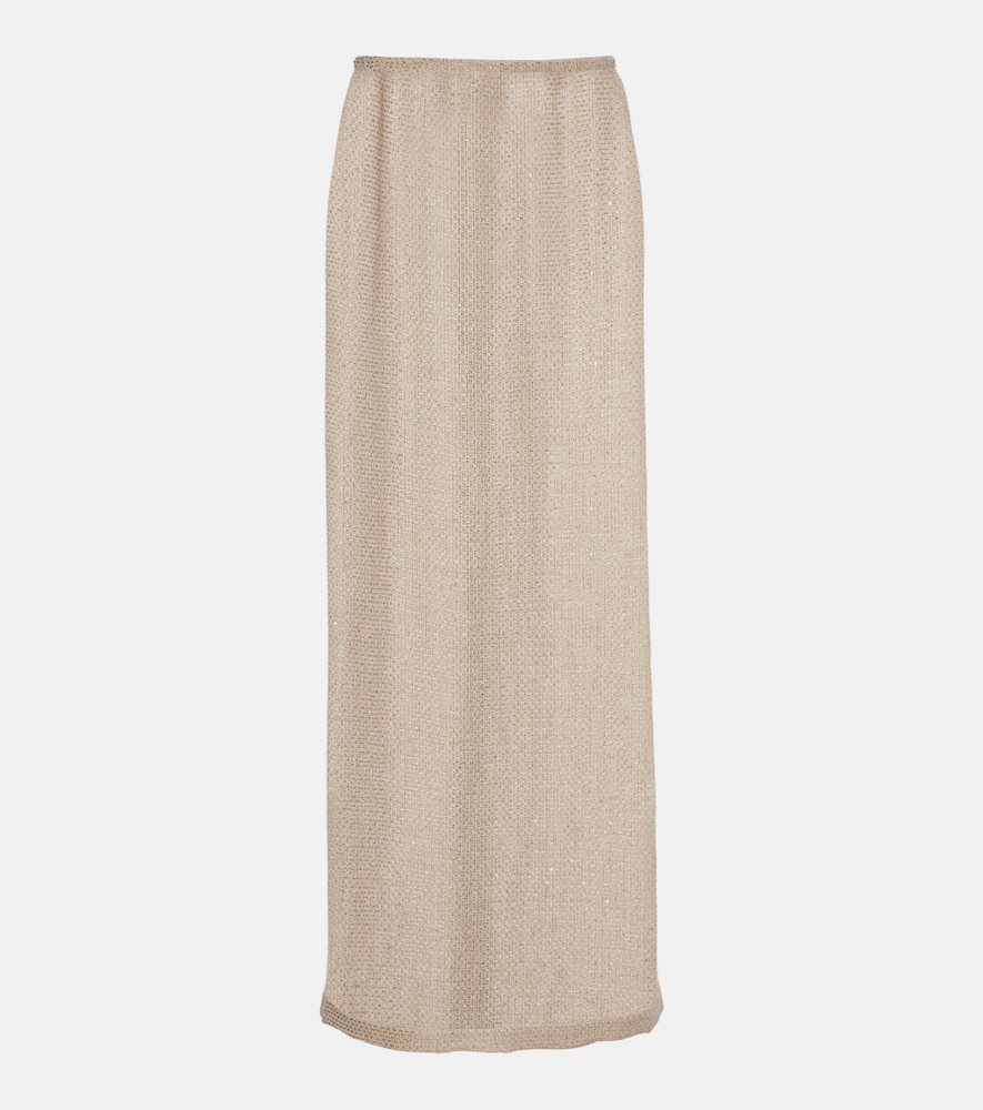 Leset Stella sequined linen-blend maxi skirt