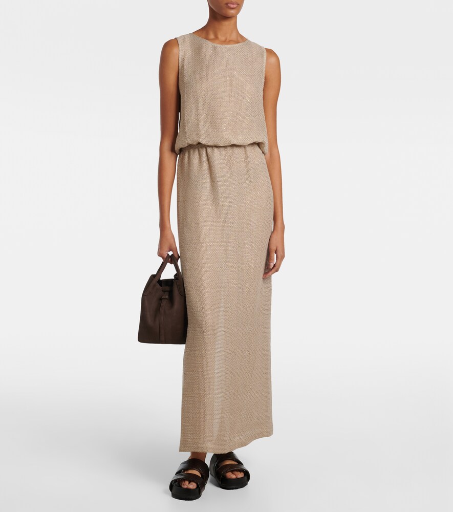 Leset Stella sequined linen-blend maxi skirt