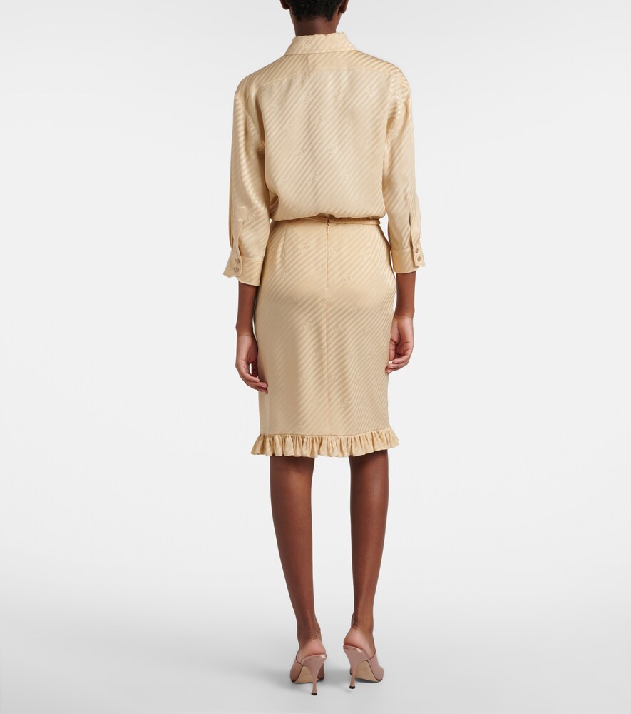  Gucci Gucci Interlocking G Silk Jacquard Midi Skirt 