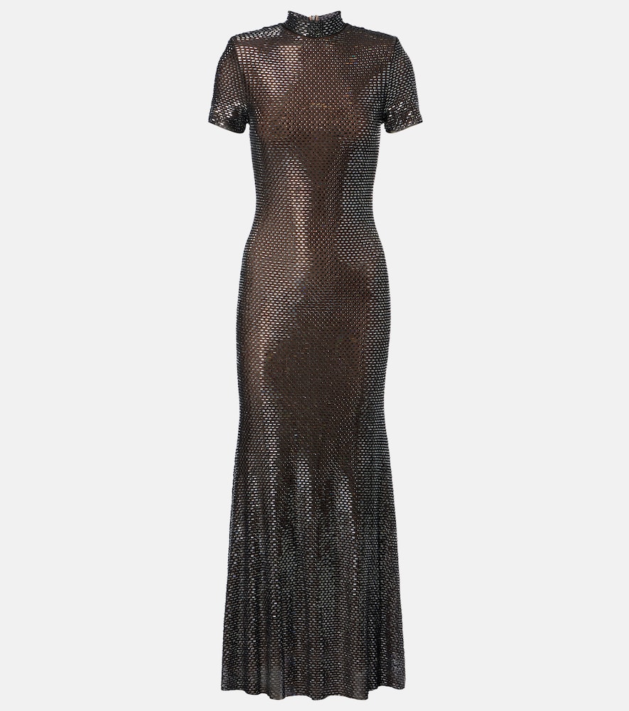 Self-Portrait Women's Silver Embellished Midi Dress UK Size 8 - Mytheresa
