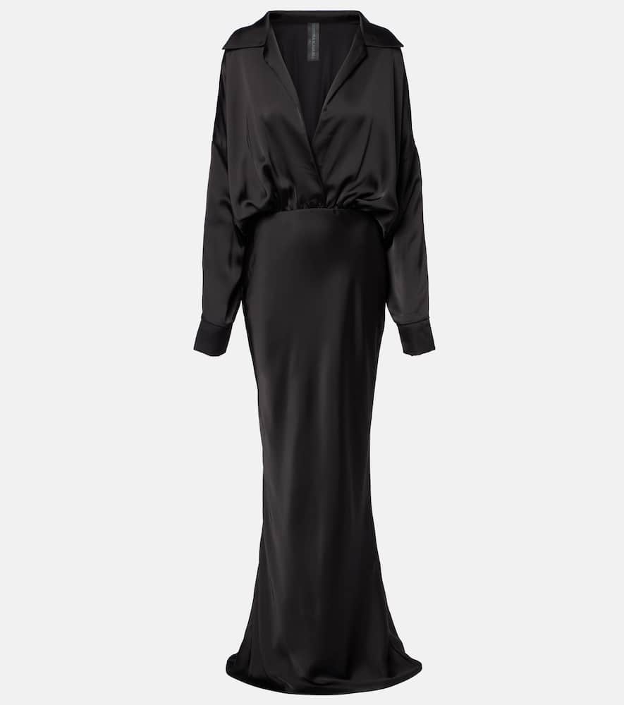 Norma Kamali Satin Gown In Black