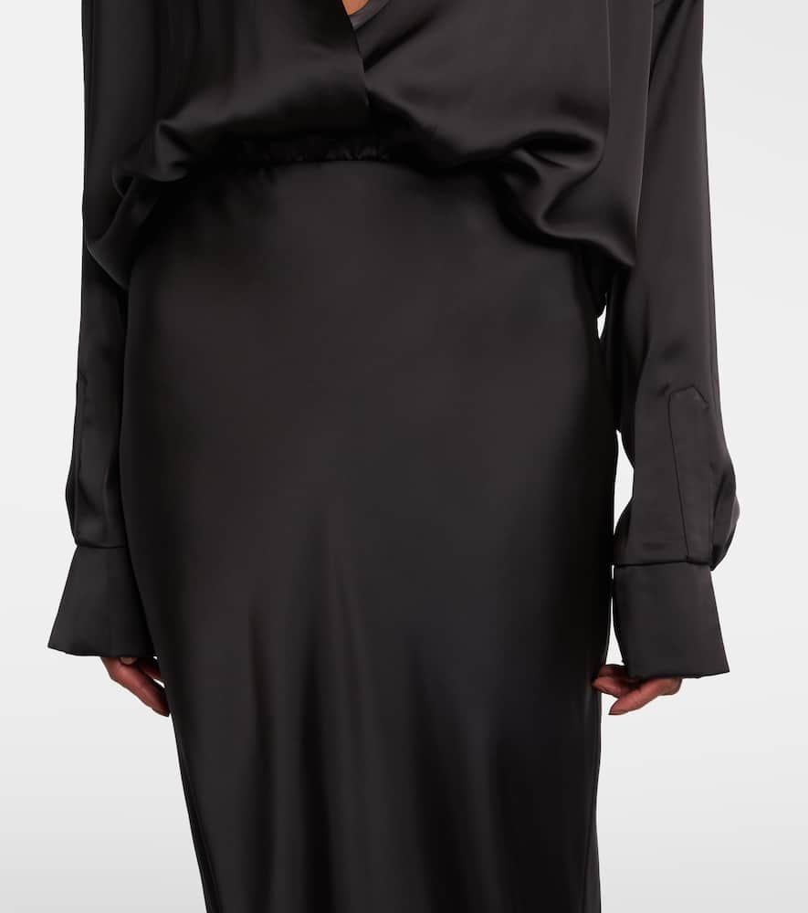 Norma Kamali Satin Gown In Black