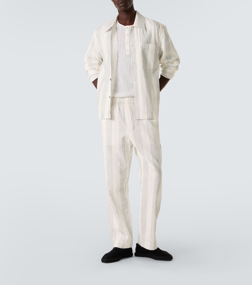  Commas Commas Textured Striped Cotton Straight Pants 