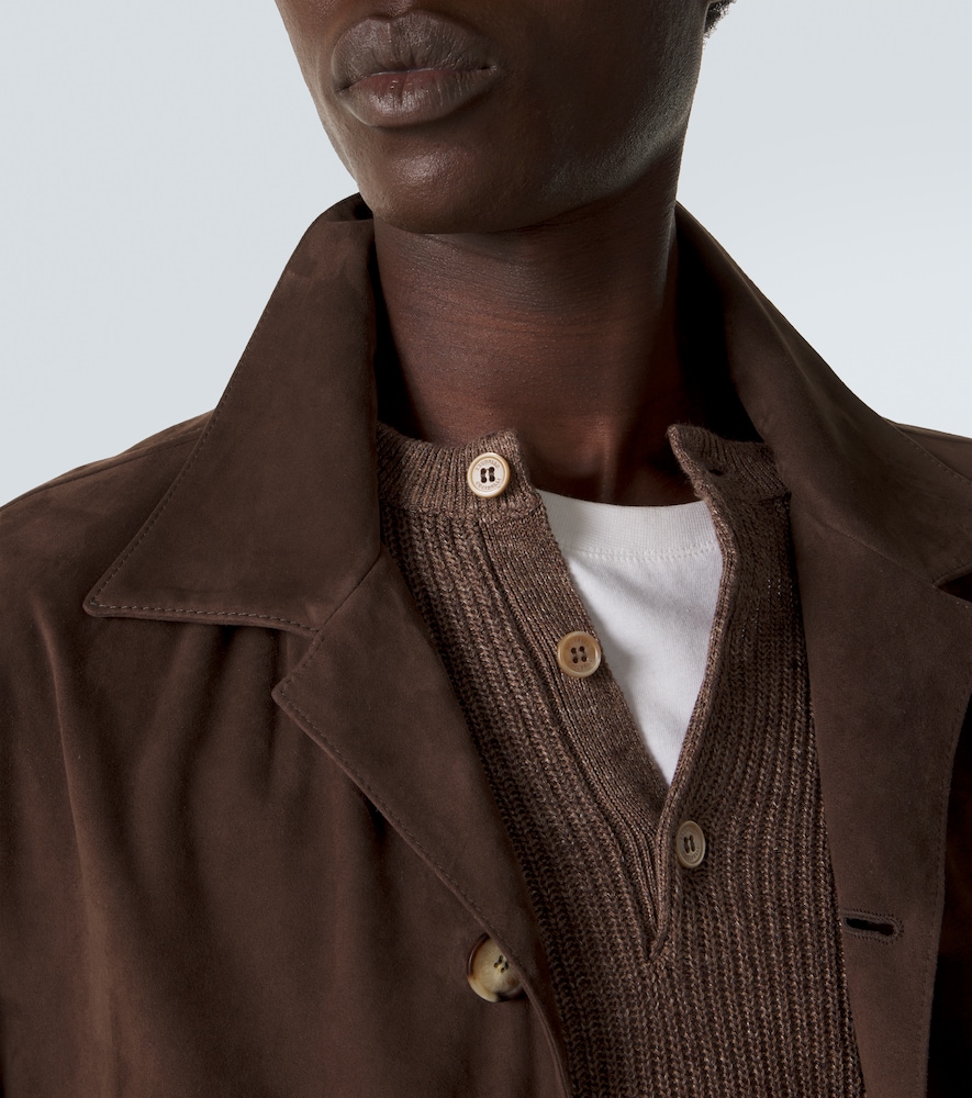 Ribbed-Knit Linen And Cotton Polo Sweater