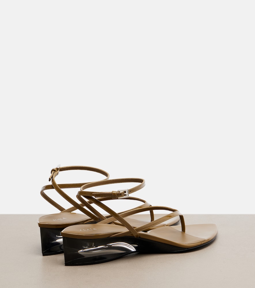 Alaïa Invisible Patent Leather Wedge Thong Sandals