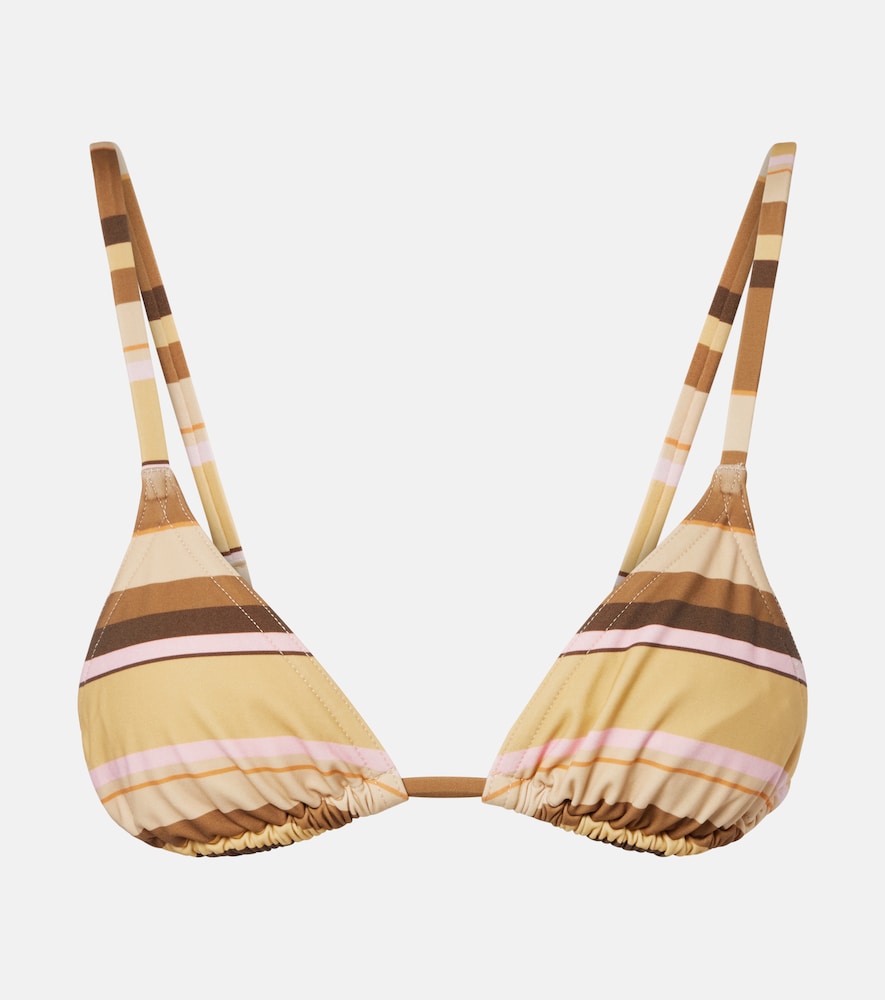 Isabel Marant Women's Brown Feride Striped Triangle Bikini Top Uk Size 12