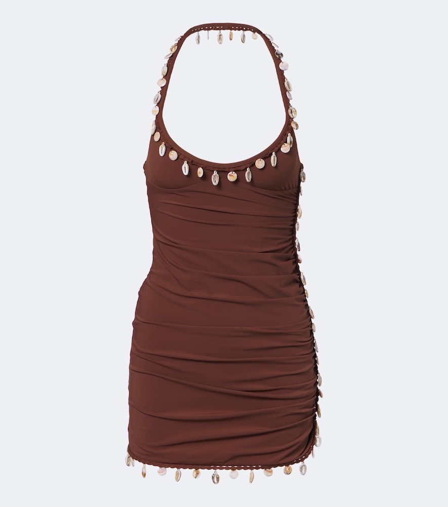 Christopher Esber Women's Brown Beach Quartz Embellished Jersey Minidress UK Size 6 - Mytheresa