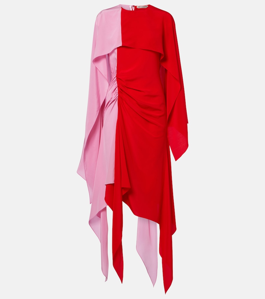 JW Anderson Draped caped silk midi dress