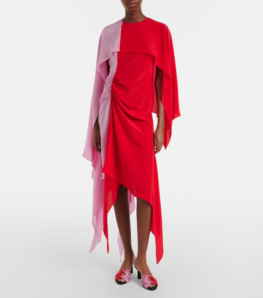 JW Anderson Draped caped silk midi dress
