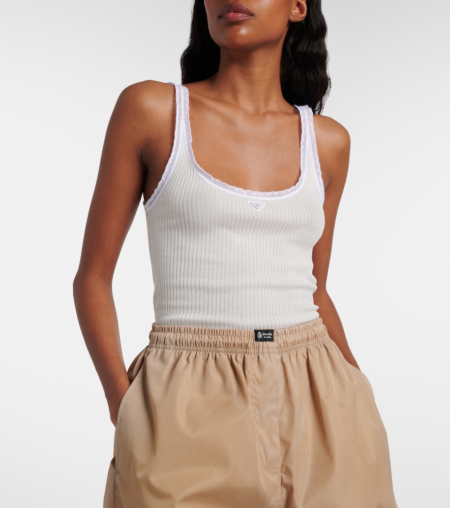  Prada Prada Tanktop Aus Rippstrick Mit Spitze 