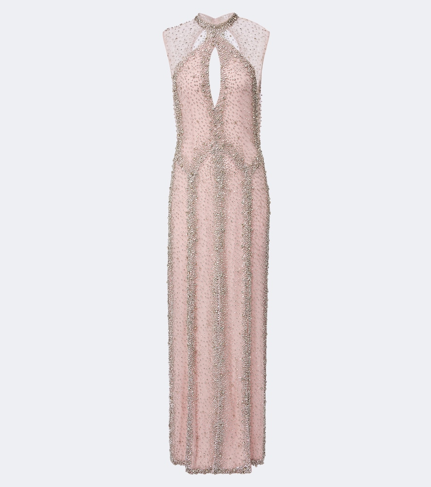 Costarellos Serena Cutout Embellished Gown In Pink