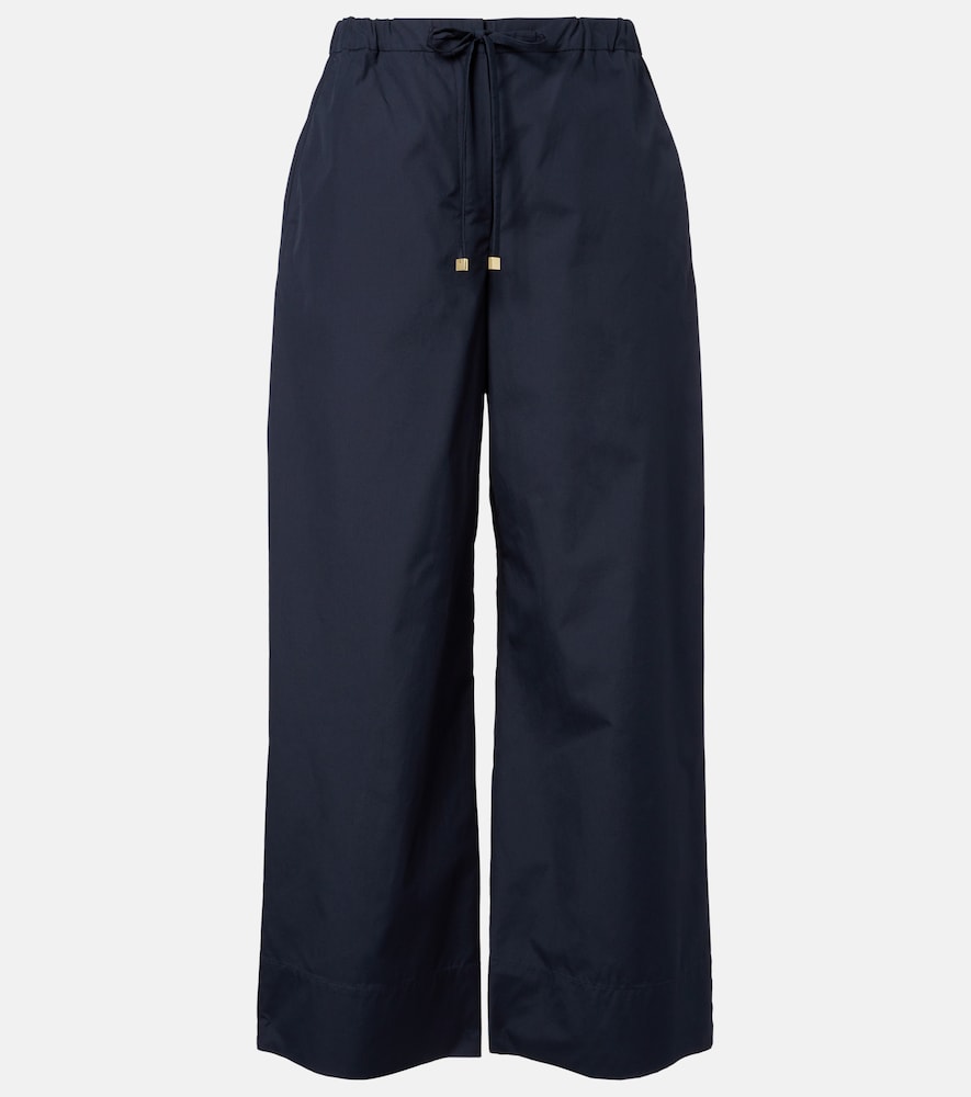 Pantaloni cropped a gamba larga in cotone