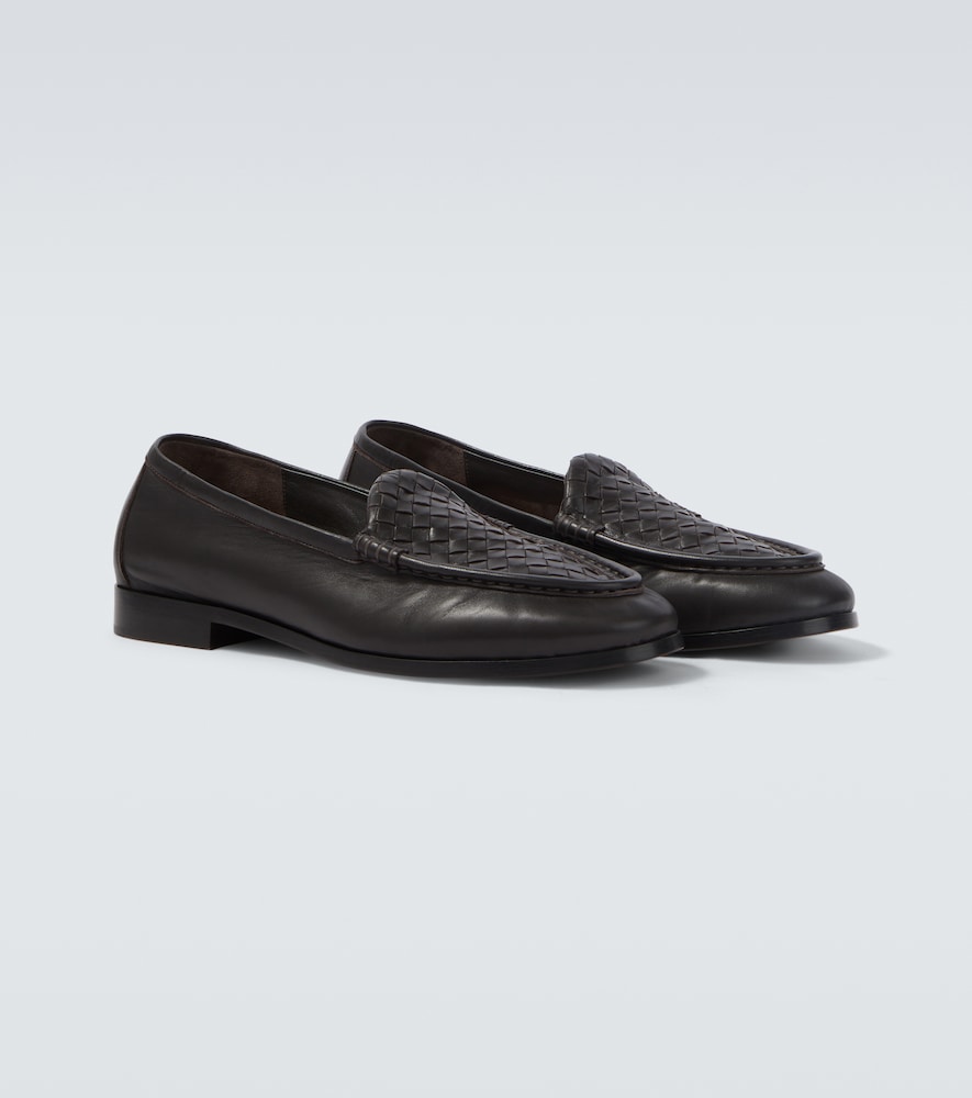 Bottega Veneta Men's Brown Silenzio Intrecciato Leather Loafers UK Size 6 - Mytheresa