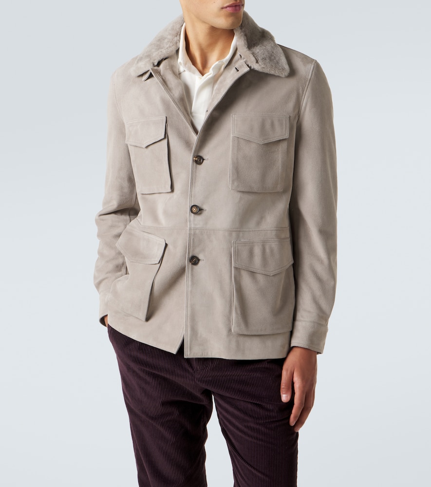 Eleventy Shearling-trimmed suede field jacket | Thumbnail 8 Eleventy Shearling-trimmed suede field jacket | Thumbnail 8