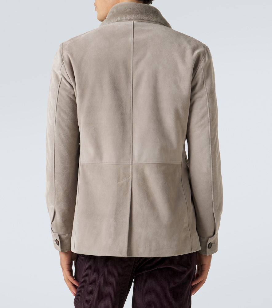 Eleventy Shearling-trimmed suede field jacket | Thumbnail 6 Eleventy Shearling-trimmed suede field jacket | Thumbnail 6