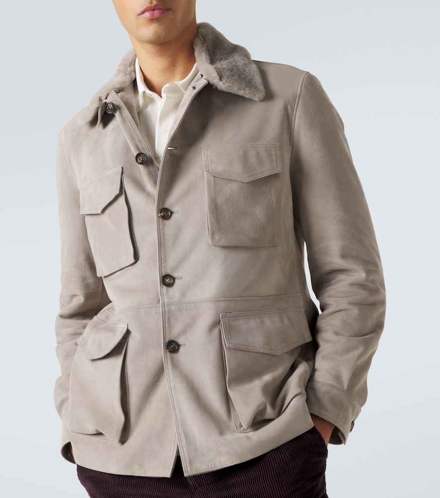 Eleventy Shearling-trimmed suede field jacket | Thumbnail 5 Eleventy Shearling-trimmed suede field jacket | Thumbnail 5
