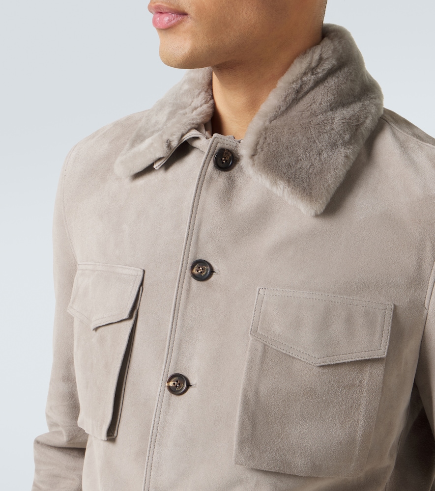 Eleventy Shearling-trimmed suede field jacket | Thumbnail 4 Eleventy Shearling-trimmed suede field jacket | Thumbnail 4