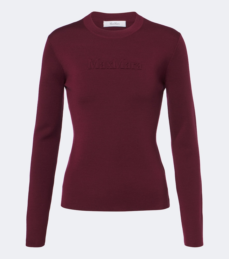 Max Mara Pullover Aus Schurwolle Einfarbig Damen Burgunderrot Extra Klein