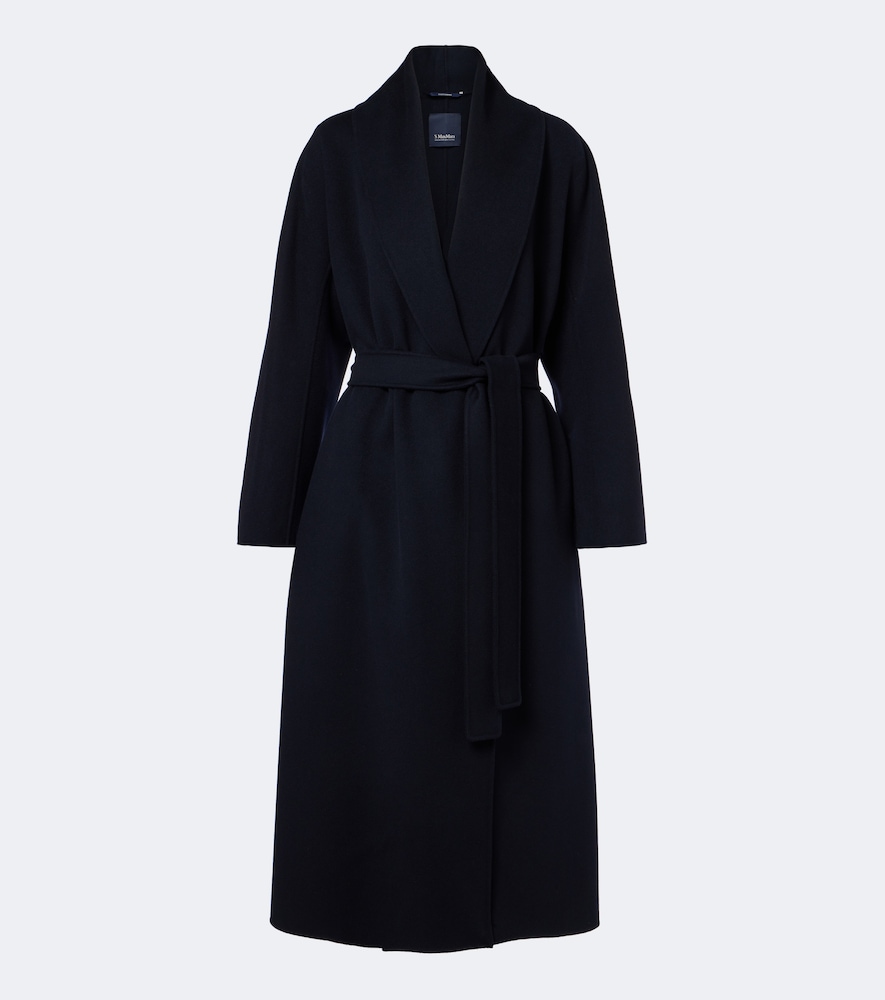 'S Max Mara Women's Blue Virgin Wool Wrap Coat UK Size 8 - Mytheresa