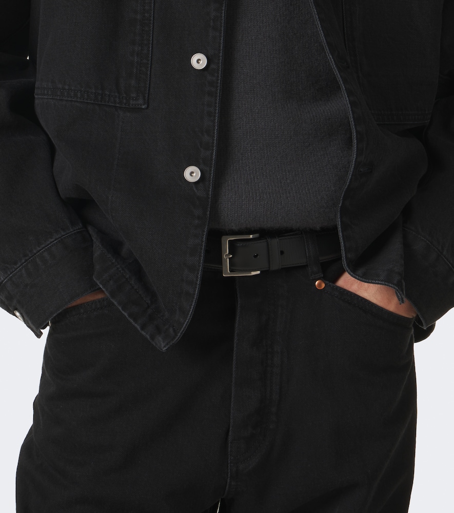 Leather-Trimmed Denim Overshirt