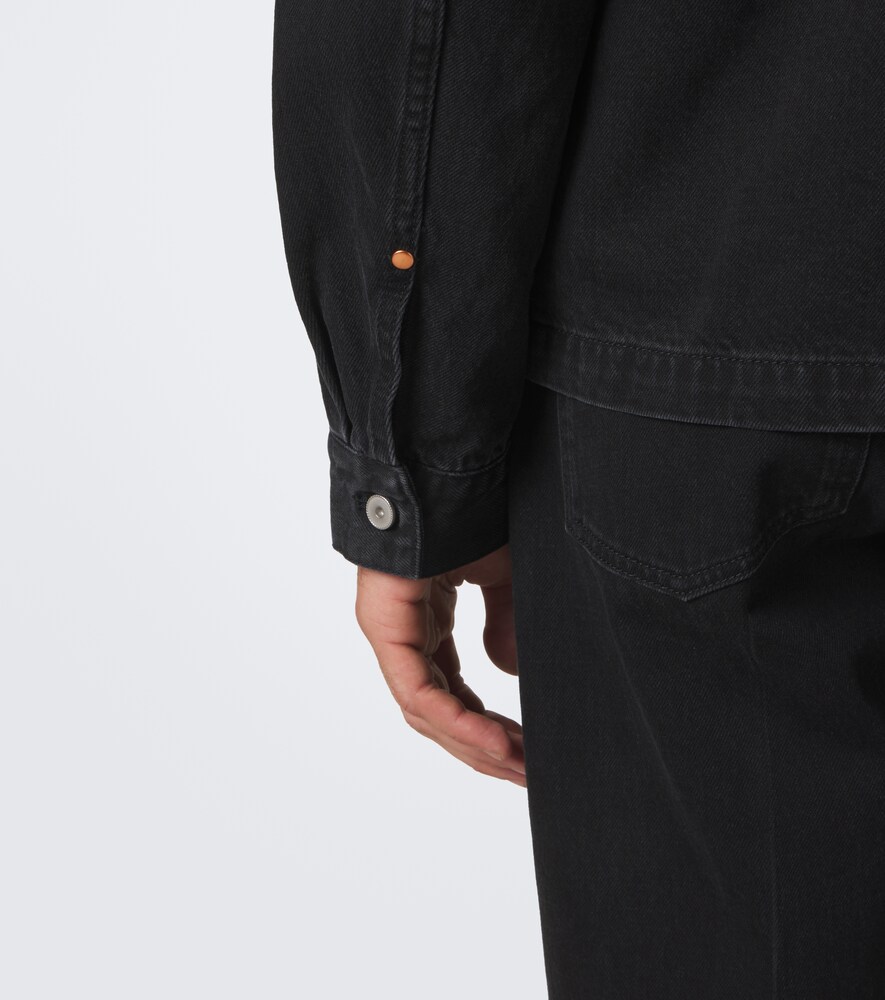 Leather-Trimmed Denim Overshirt