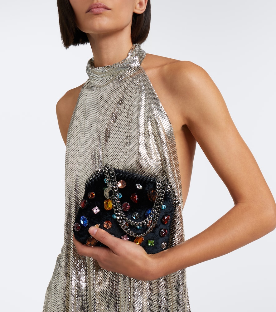Falabella Tiny Embellished Velvet Shoulder Bag