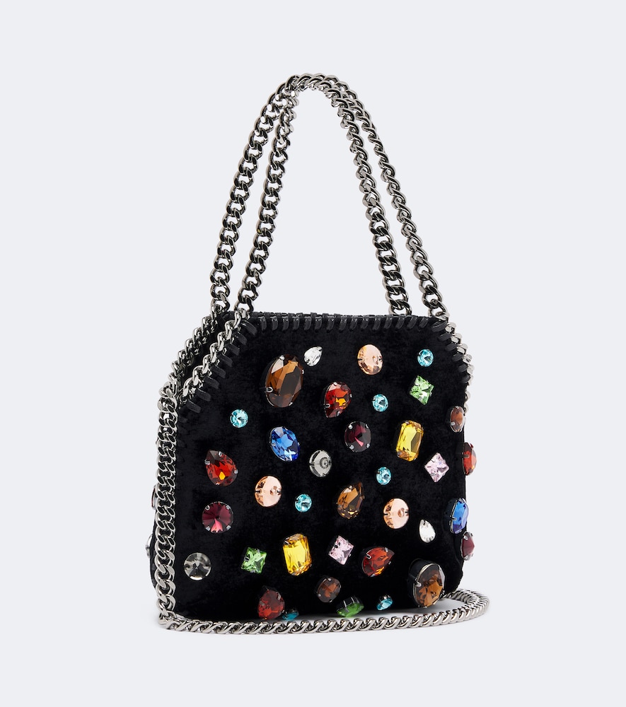 Falabella Tiny Embellished Velvet Shoulder Bag