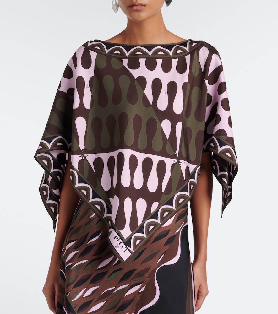 Pucci Leocorno Asymmetric Silk Twill Top
