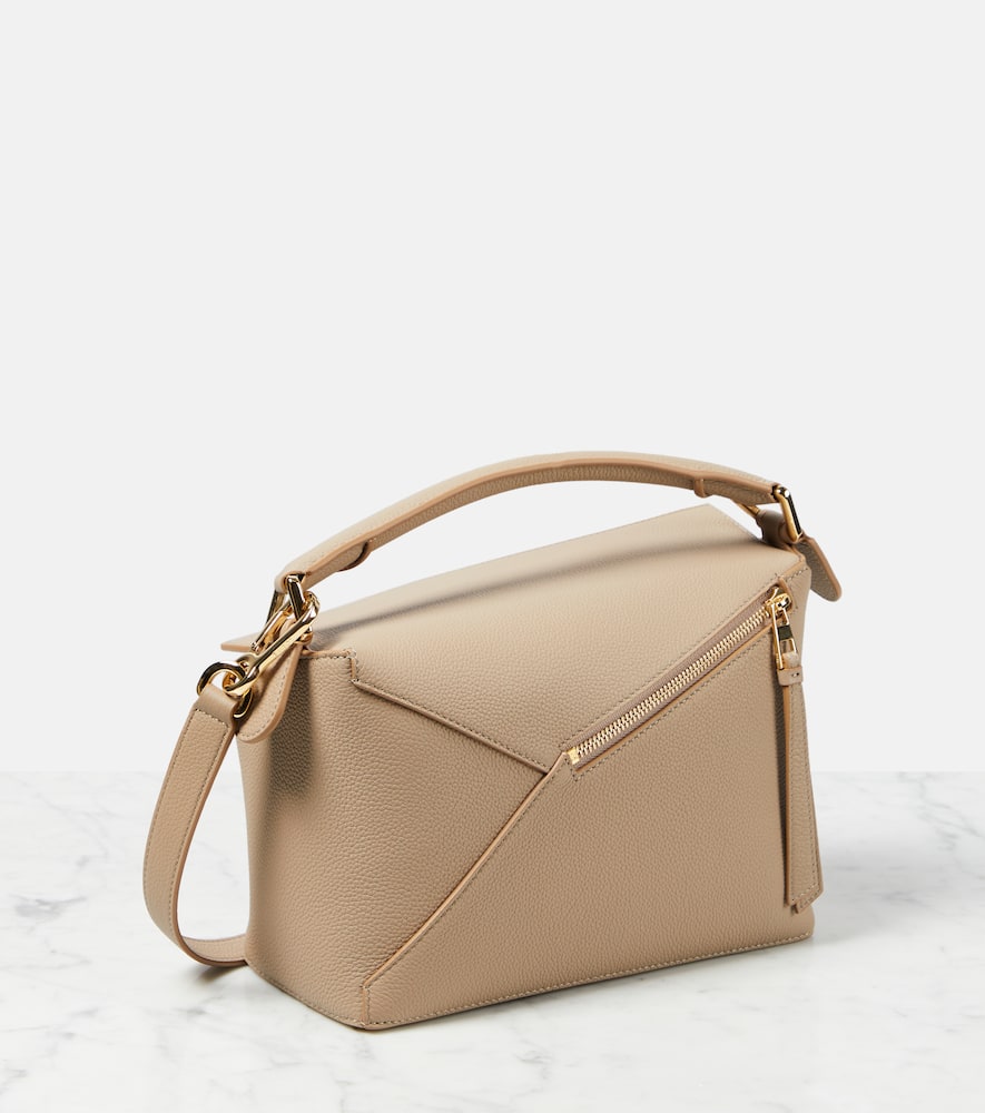 Shop Loewe Puzzle Edge Small Leather Shoulder Bag In Brown