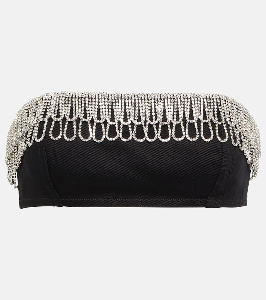 Rotate Birger Christensen Embellished Cotton Crop Top In Black