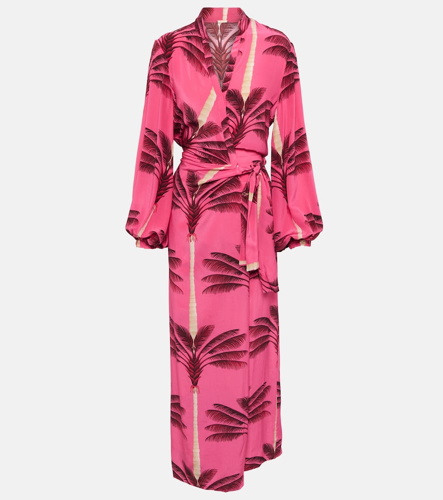 Shop Johanna Ortiz Printed Silk Crêpe De Chine Wrap Dress In Pink