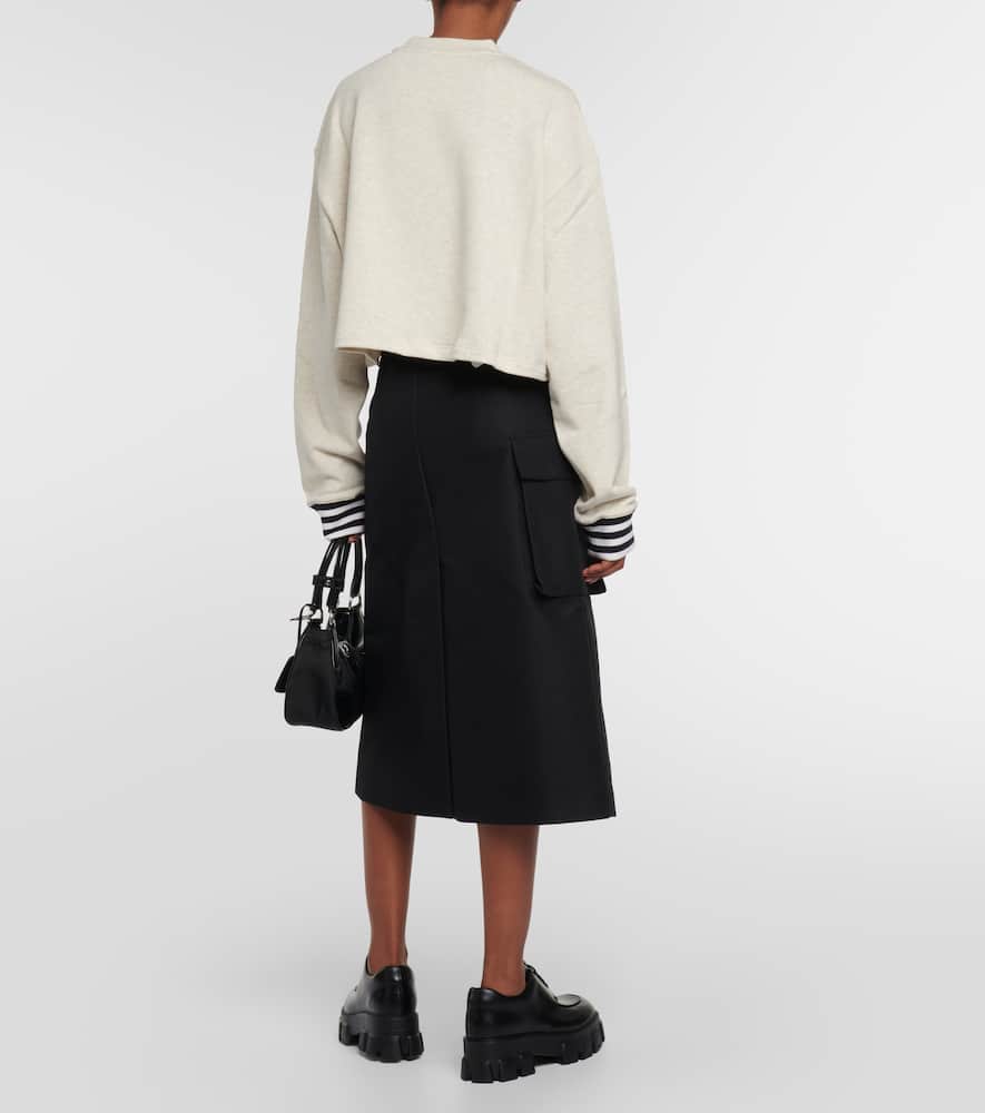 Prada Logo-embroidered Cotton Fleece Sweatshirt In Multi