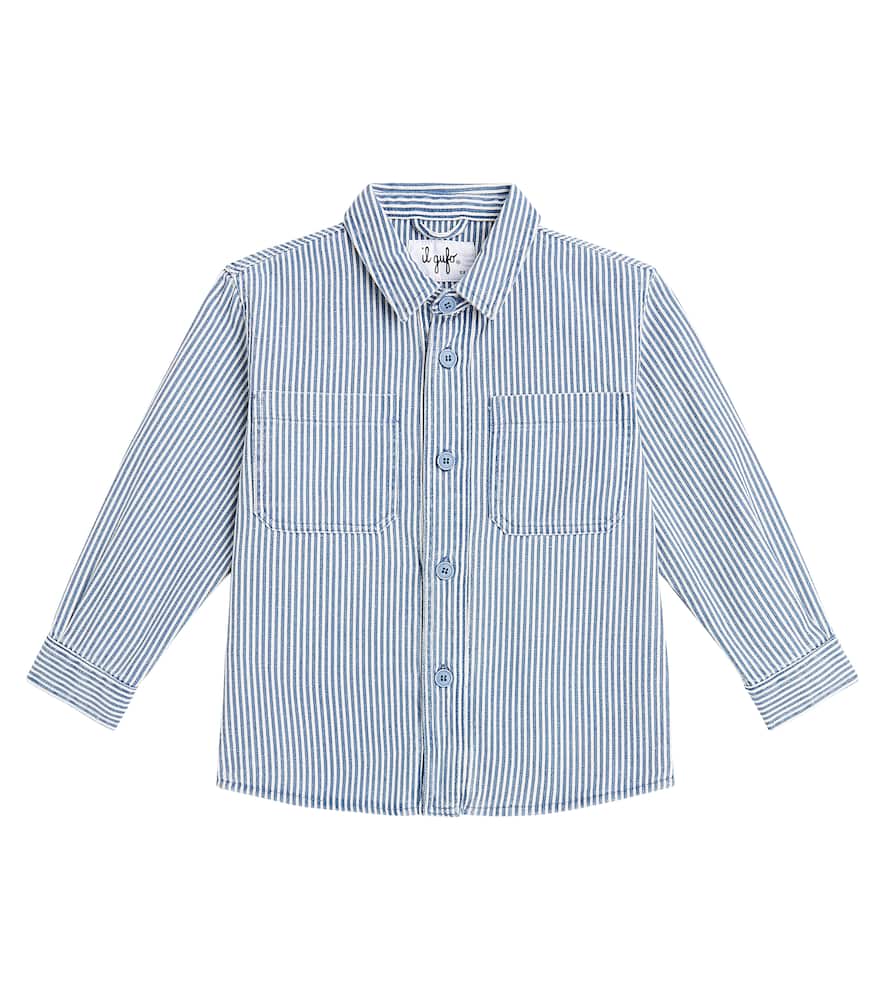 Il Gufo Striped Cotton And Linen Overshirt In Blue