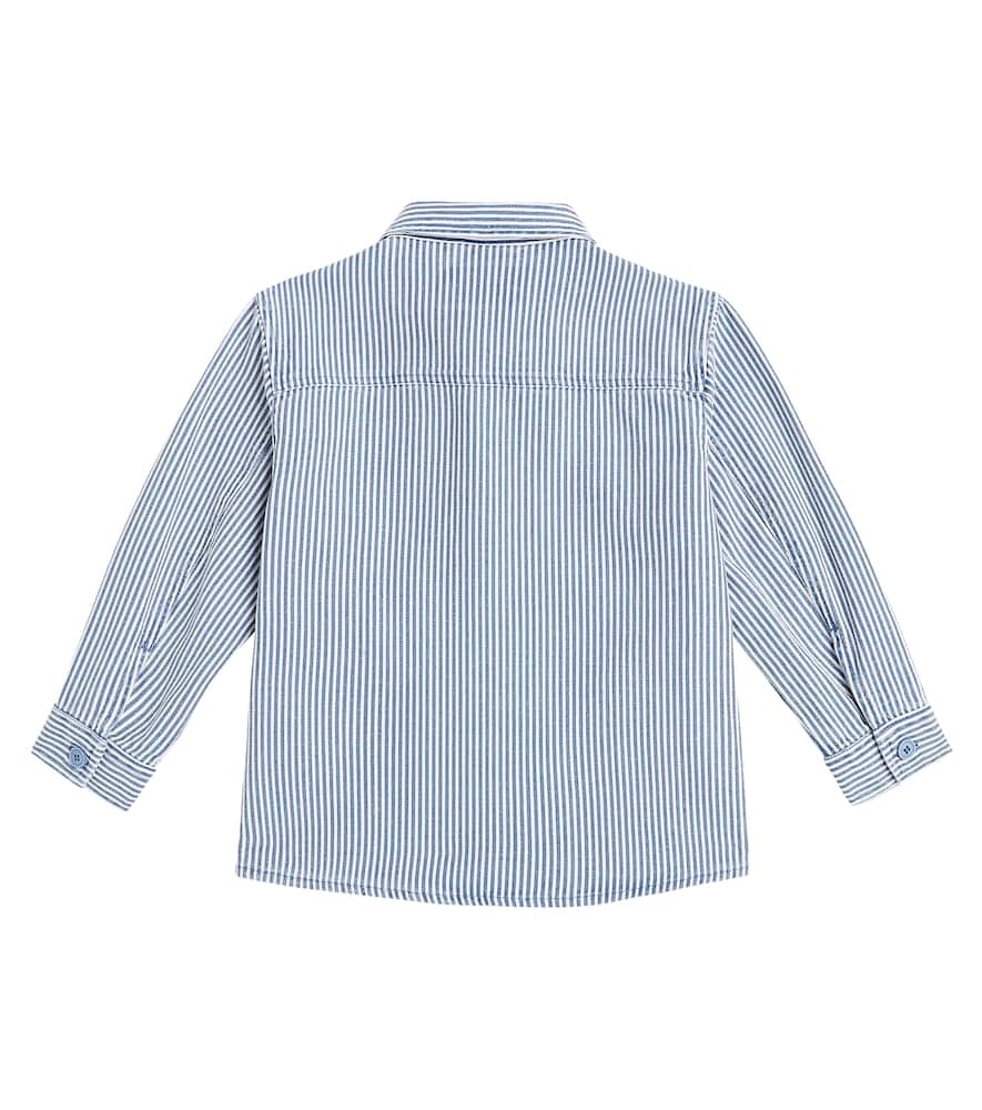 Il Gufo Striped Cotton And Linen Overshirt In Blue