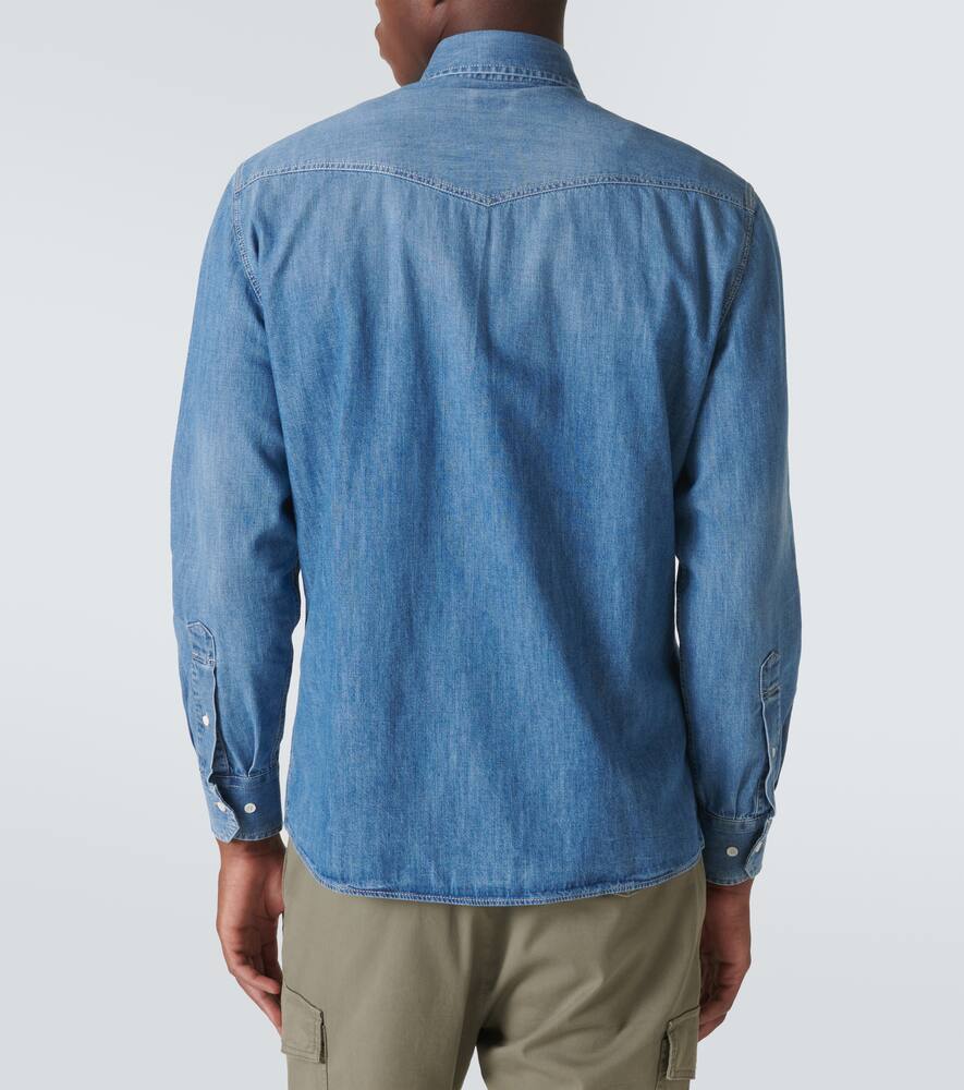 Brunello Cucinelli Button-up Denim Shirt In Med Wash Denim 