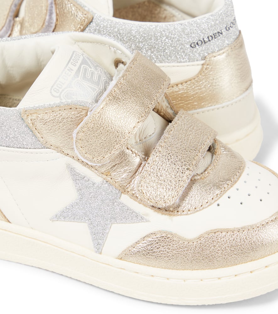 Golden Goose June Basket Glitter Leather Sneakers In White