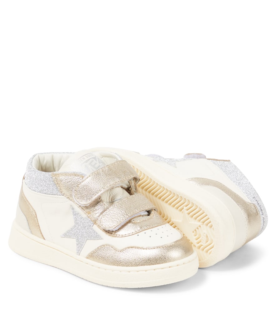 Golden Goose June Basket Glitter Leather Sneakers In White