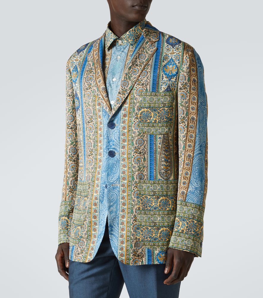 Etro Partially-lined Blazer With Three Patch Pockets In Multi