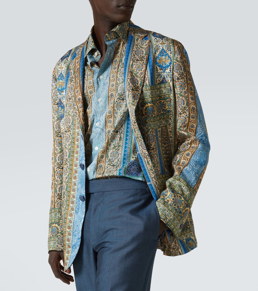 Etro Partially-lined Blazer With Three Patch Pockets In Multi