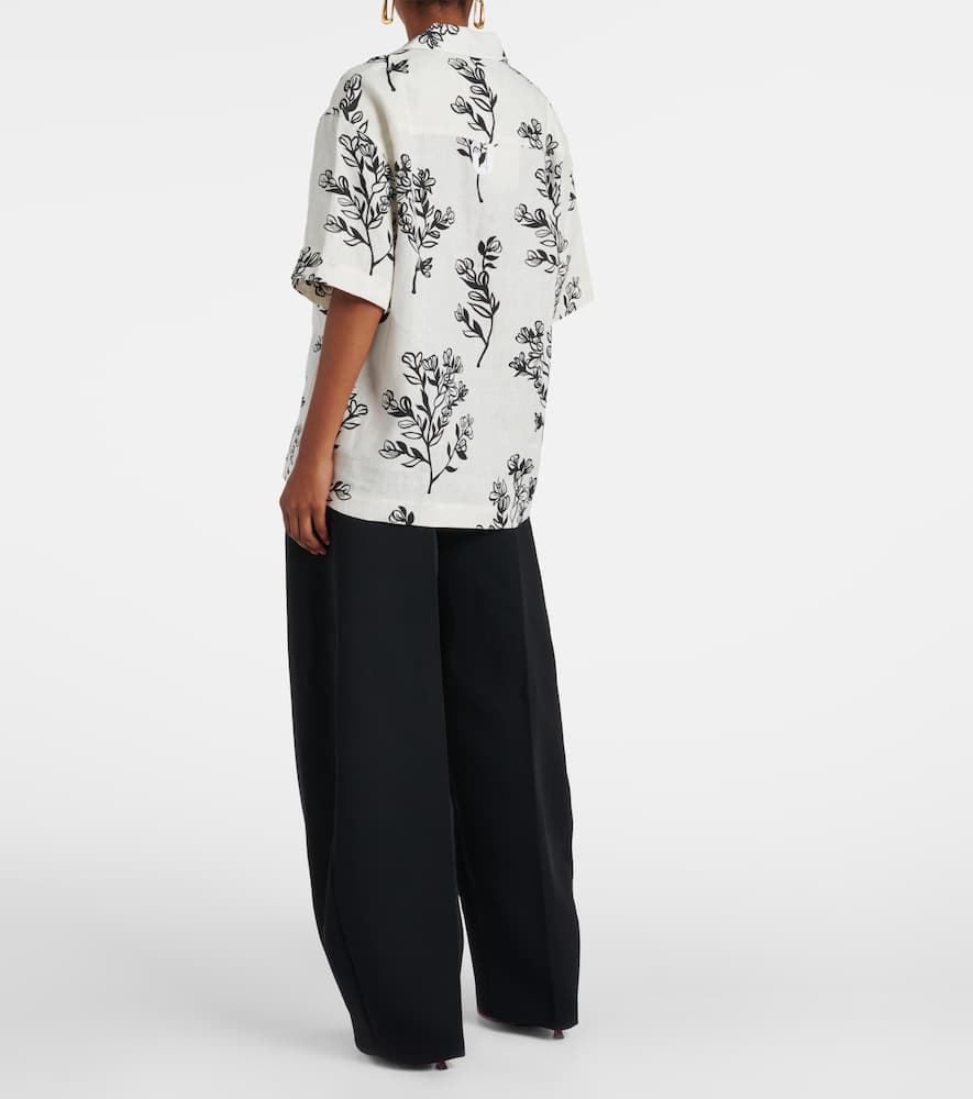 Jacquemus Jean Floral Linen Bowling Shirt In White